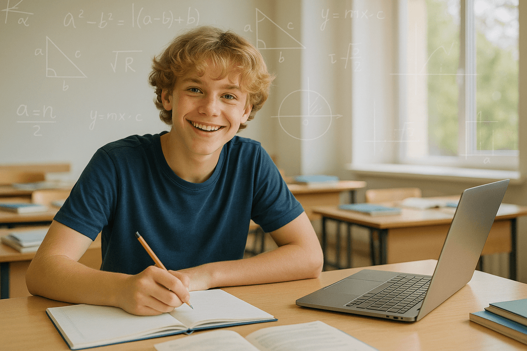 Student learning maths in a classroom